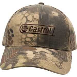 (CL) Castrol Motor Oil Camo Baseball Cap Mens Adjustable Ripstop Hat NWT Brown